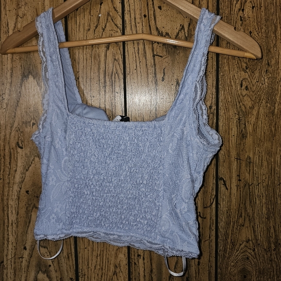 LULU'S Flirtacious Attitude Light Blue Lace Bustier Cropped Cami - XS - Picture 4 of 5